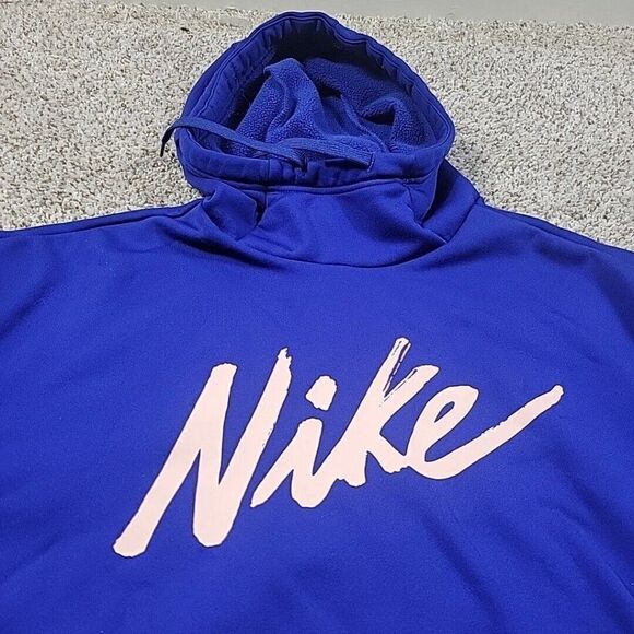 Nike Sweatshirt Womens Small Blue Hoodie Pink Logo Script Spellout Pullover - Picture 3 of 7